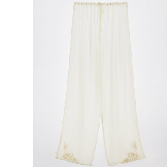 ZARA LINGERIE COLLECTION SHEER PANTS WITH EMBROIDERED DETAIL & LACE SIDES $129.9